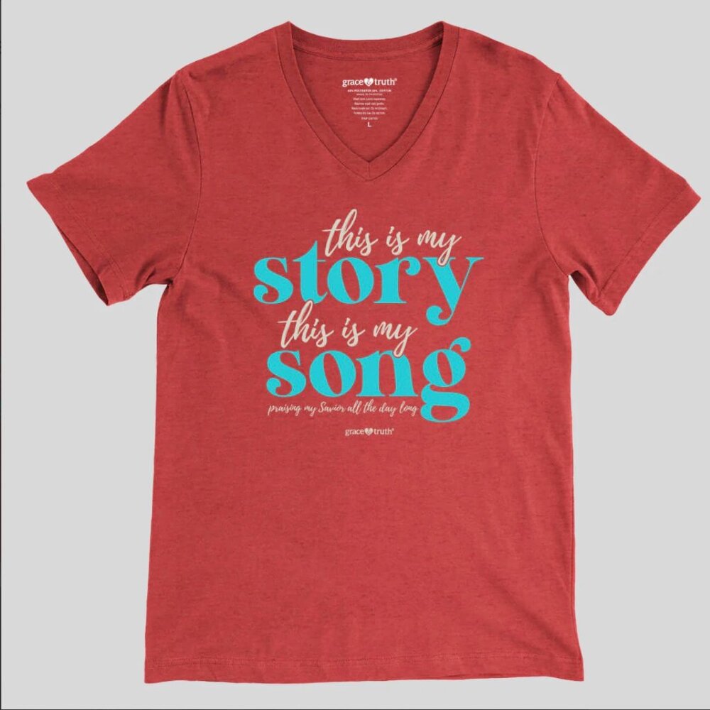 Kerusso Women's Cotton Adult V-neck Short Sleeve T-Shirt "This Is My Story"  New